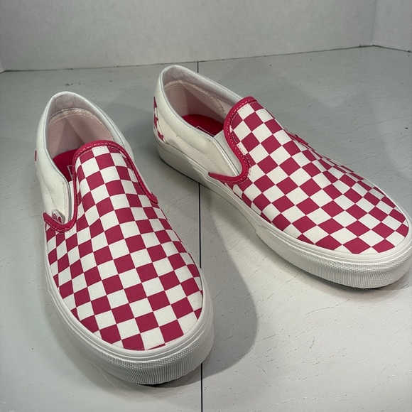 NWT Vans Classic Checkerboard Slip-Ons in Honeysuckle Pink Men’s 10 - Picture 3 of 10